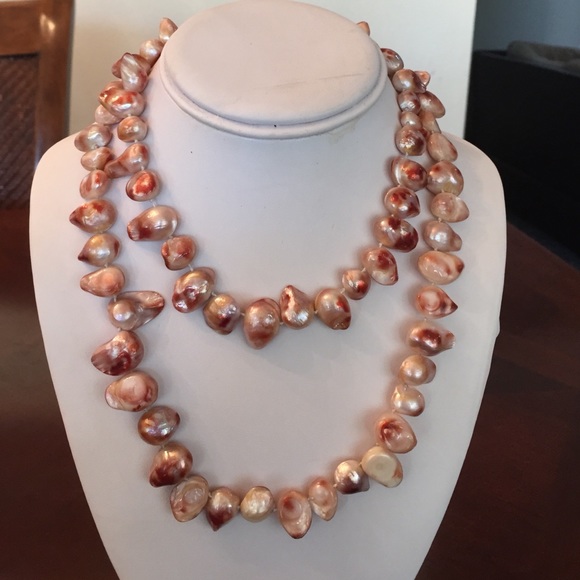 Natural pearl long necklace