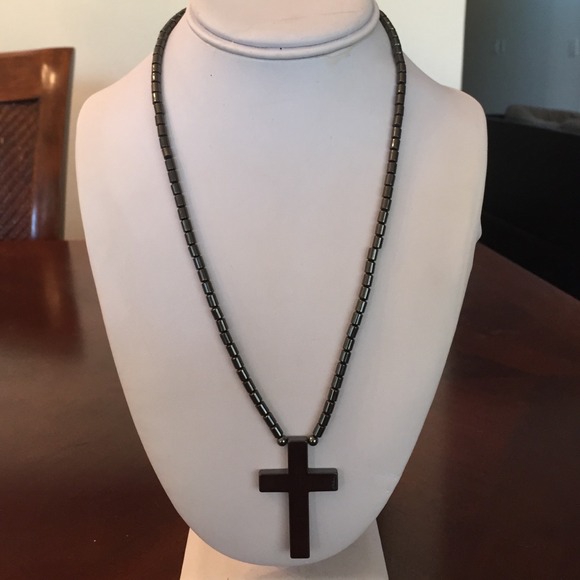 Hematite cross necklace