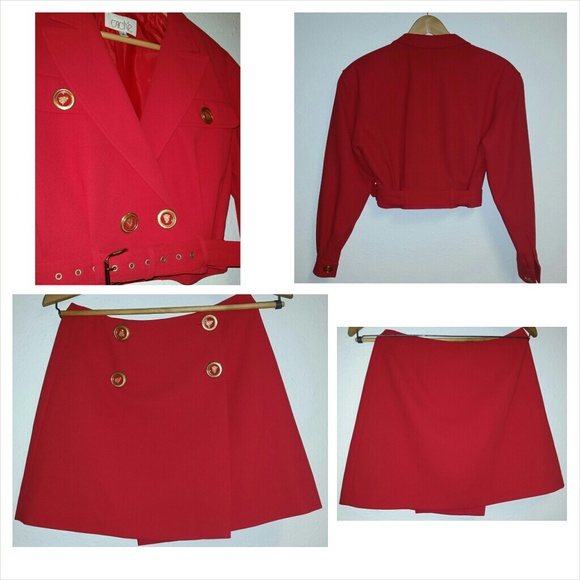 Cache 2 piece cropped suit jacket and skirt