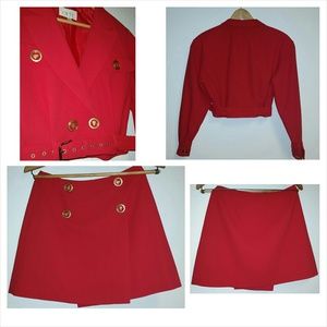 Cache 2 piece cropped suit jacket and skirt