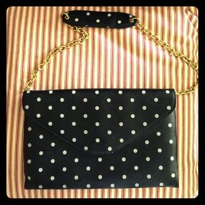 New dark brown polka dot jcrew clutch