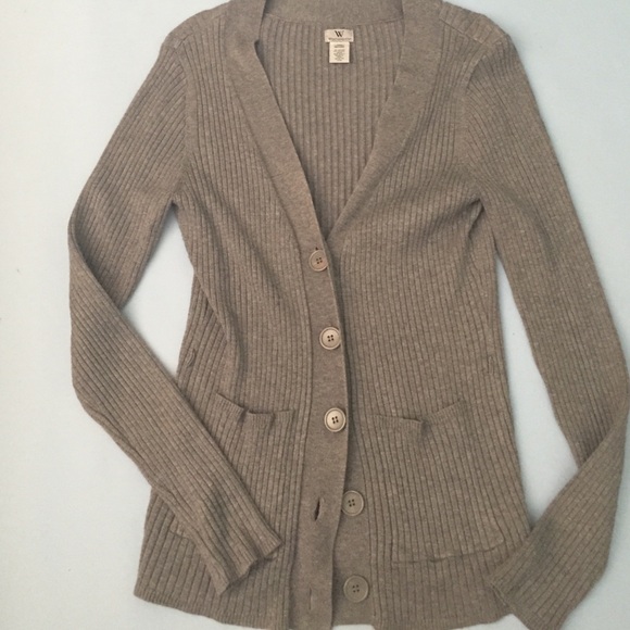 Grey button up sweater with deep v