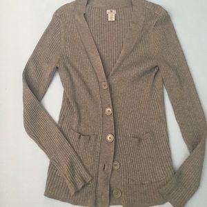 Grey button up sweater with deep v