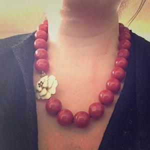 Stella and Dot Red Beads with White Flower
