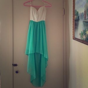 Mint green high low dress