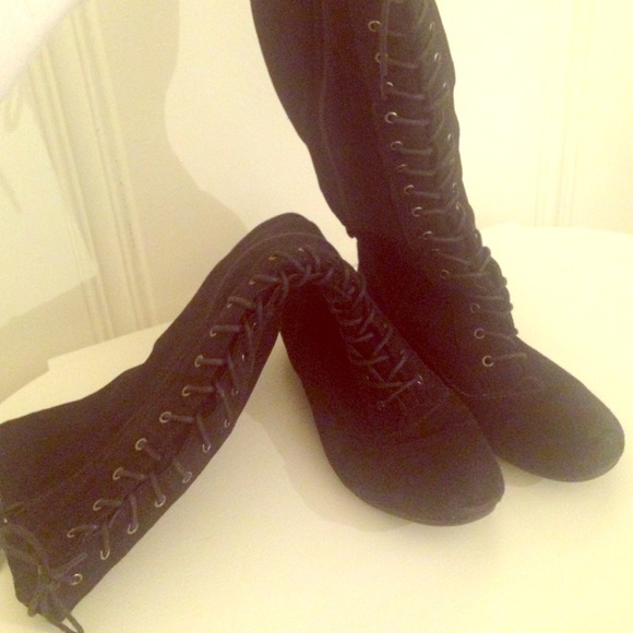 Tall black suede boots. Nine West