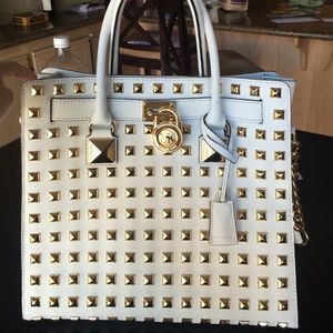 Authentic Michael Kors lg white Hamilton studded