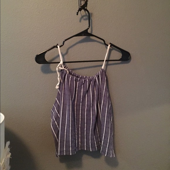 BDG blue striped flowy crop tank