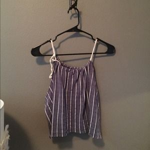 BDG blue striped flowy crop tank