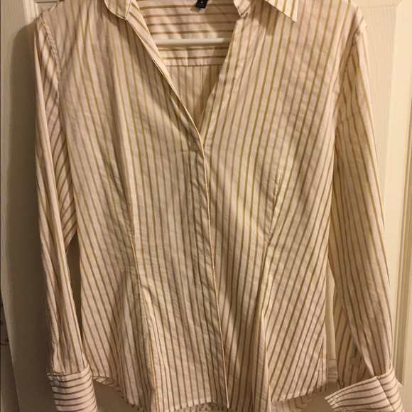 Express white and gold fitted blouse