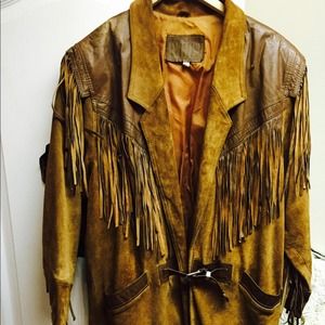 Vintage leather and suede fringe jacket