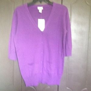 Purple short sleeve cardigan