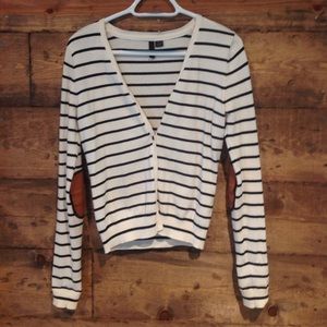 Divided White Striped Sweater