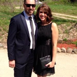 Black chiffon cocktail dress satin tie