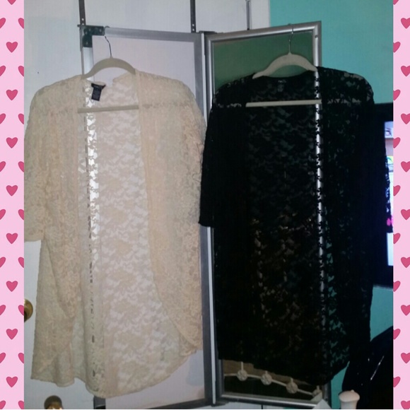 White & black lace cardigan