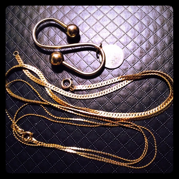Bundle of Gold Plated Chains and Key Holder
