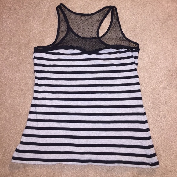 Sweetheart neckline gray and black striped tank