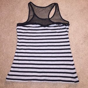 Sweetheart neckline gray and black striped tank