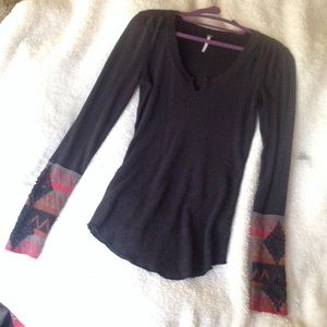 Free People Embroidered Thermal Shirt