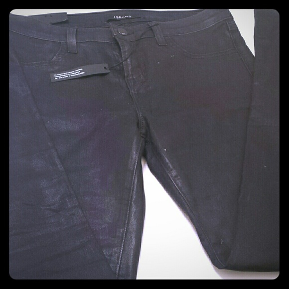 J Brand Black Wax coated Jeans