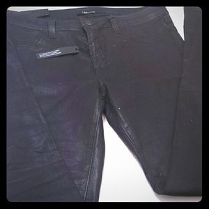 J Brand Black Wax coated Jeans