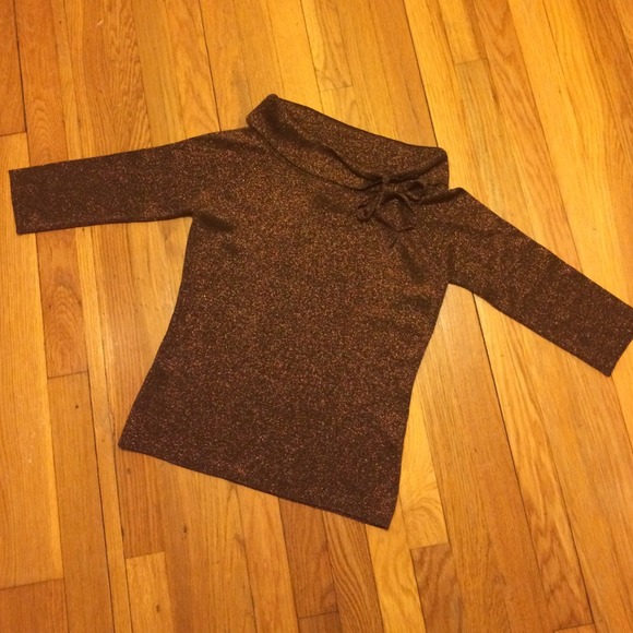 Copper silk metallic knot top