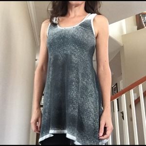 Grey sweater tank with brown crochet lace back