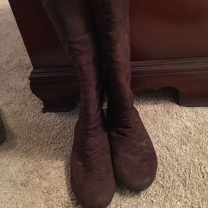 Brown suede boots