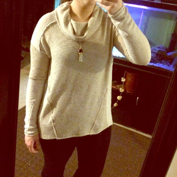 Free People Sweaters - Free People Cream Combo Cowl Neck Pullover