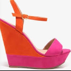 Forever 21 orange wedge heels