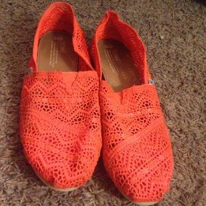 Neon orange Toms. Size 9.5