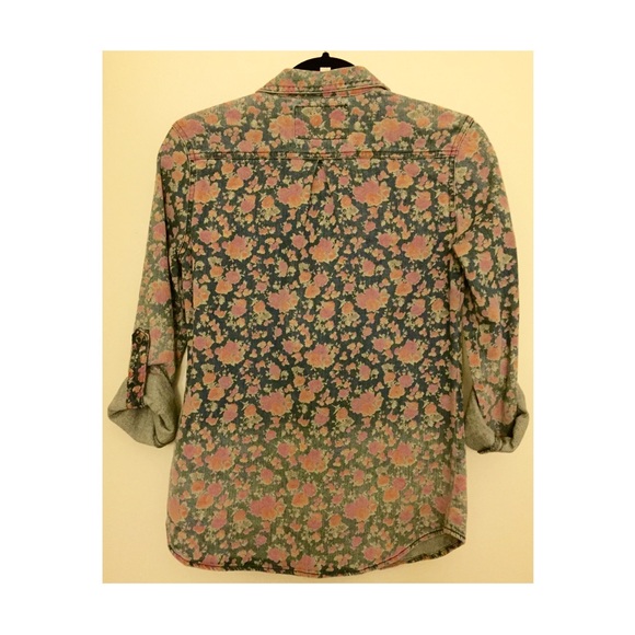 American Rag Floral Denim Shirt - Picture 2 of 3