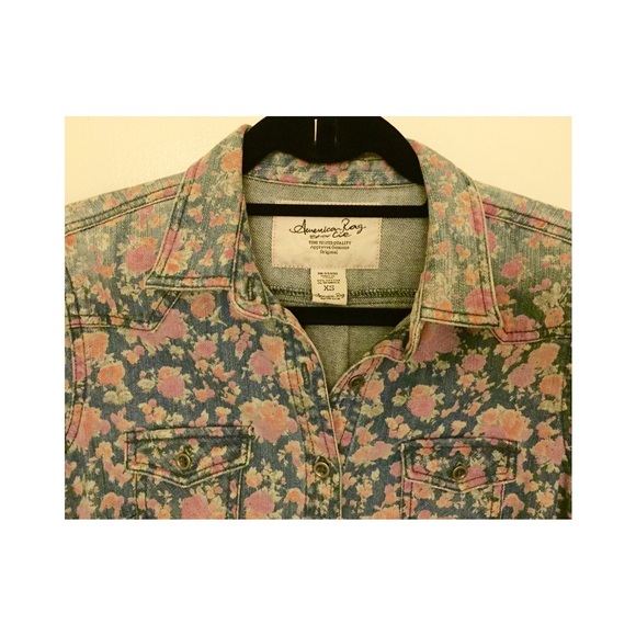 American Rag Floral Denim Shirt - Picture 3 of 3