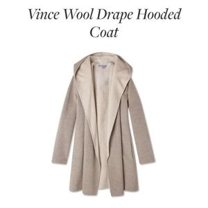 VINCE Tonal Drape Hooded Coat in Heather Maple