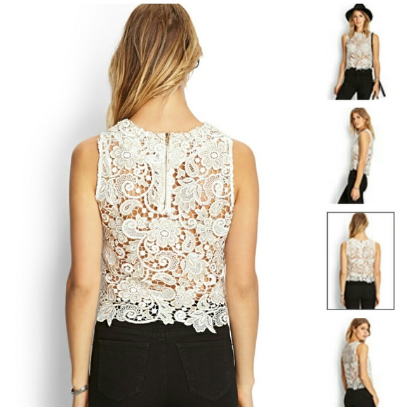 Intricate Metallic Crochet Floral Top - Picture 2 of 4