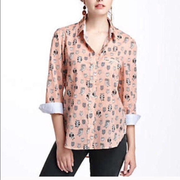 Anthropologie owl print button down