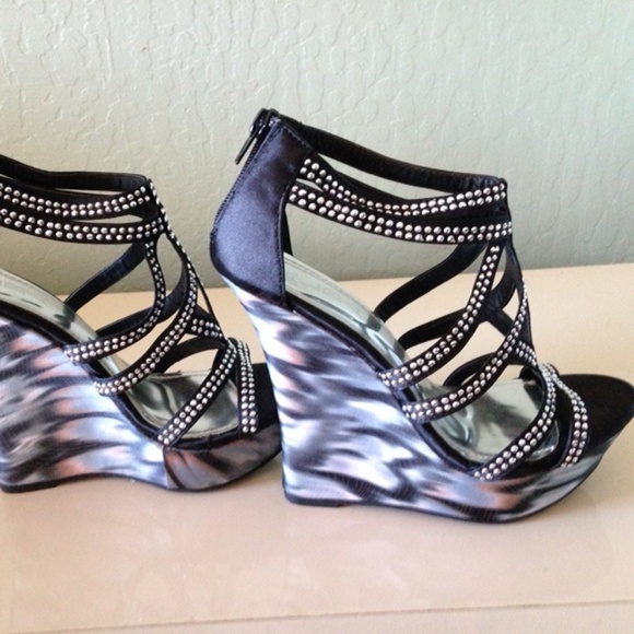 Studded wedge heels