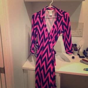 Pink chevron wrap dress