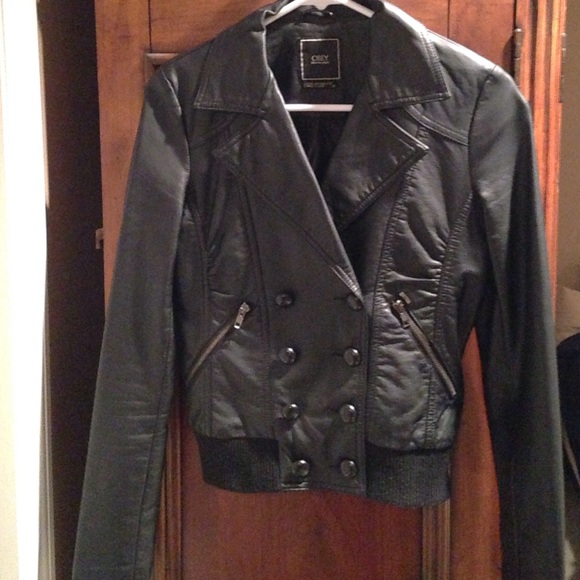 Obey Faux Leather Bomber Jacket