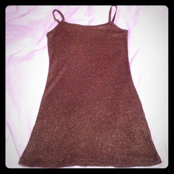 BKE long gold tank with spaghetti straps