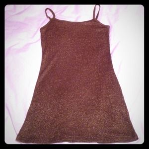 BKE long gold tank with spaghetti straps