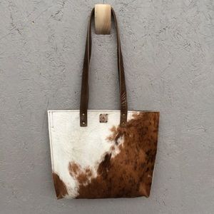 Handmade brindle hair-on hide leather tote