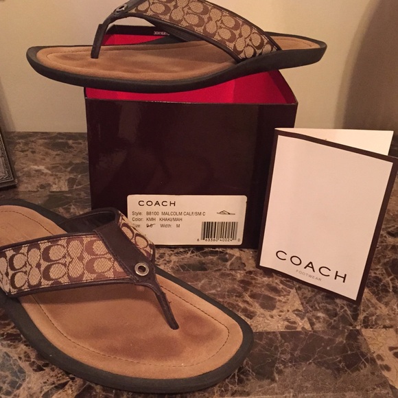 Mens Coach "C" sandal khaki/brown Size: 9