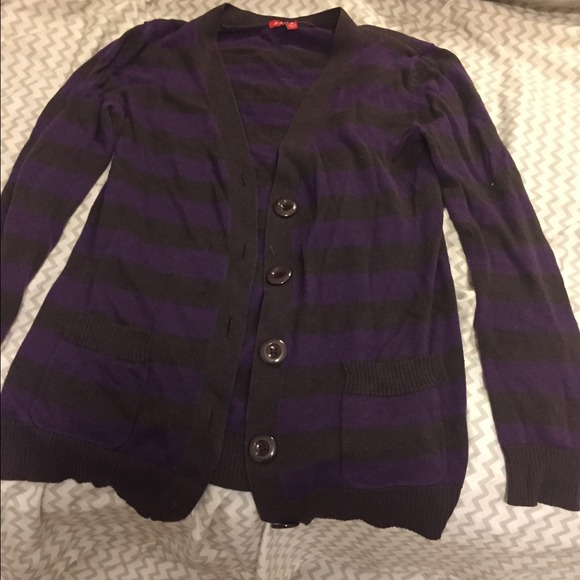 Brown and purple button up sweater
