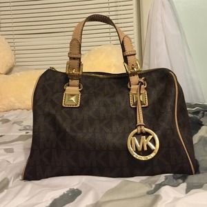 Brown and tan logo Michael Kors purse