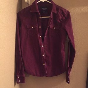 Maroon Corduroy Button Up