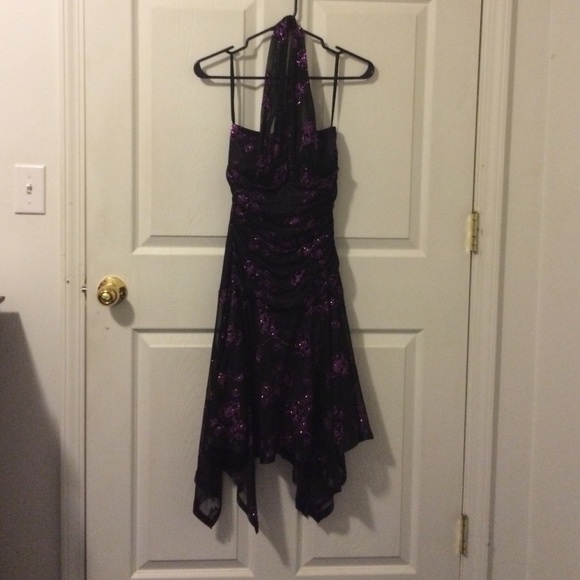 Black and purple glitter flower dress