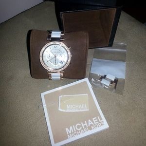 Just reduced Michael kors rose gold & white watch