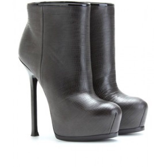 YSL tribtoo brown leather booties