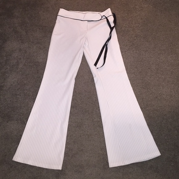 White and black pin stripes slacks